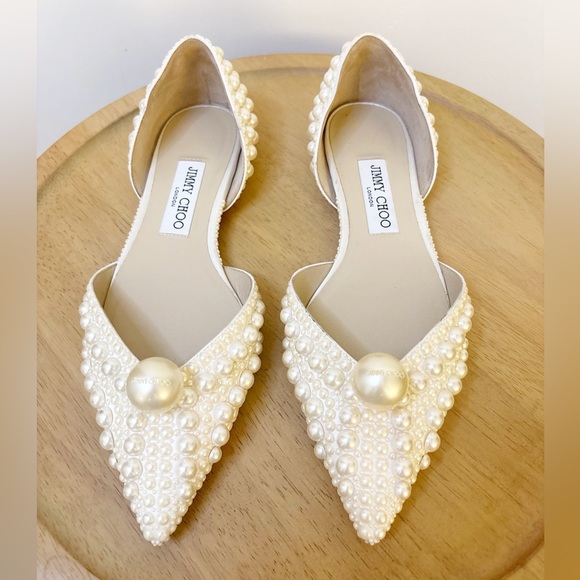 Jimmy Choo Sabine Pearl Flat Sandals - Picture 8 of 12